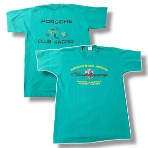 Vtg Porsche Club Racing T-Shirt Mens Medium Teal Pocono Raceway 1993 Riesentöter
